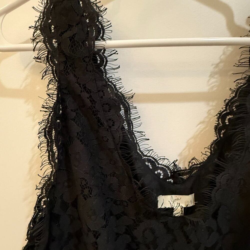 Joie Black Lace V-Neck Sleeveless Mini Dress Size M Cocktail Date Night LBD - Picture 7 of 11